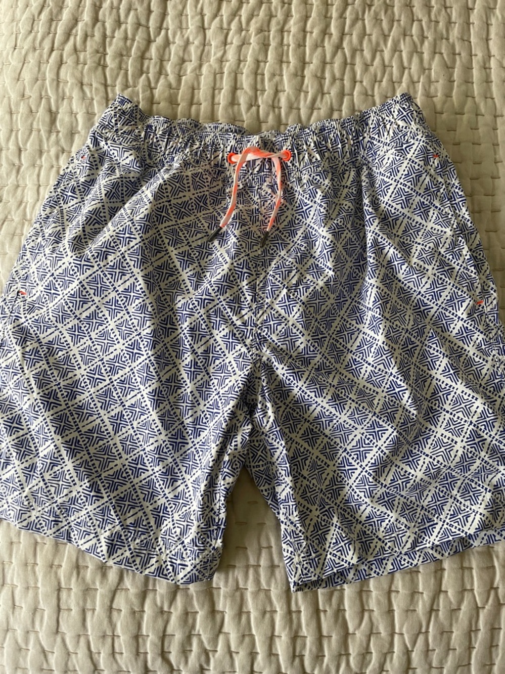 NWT Crewcuts size 14 swim shorts boys blue diamond pattern